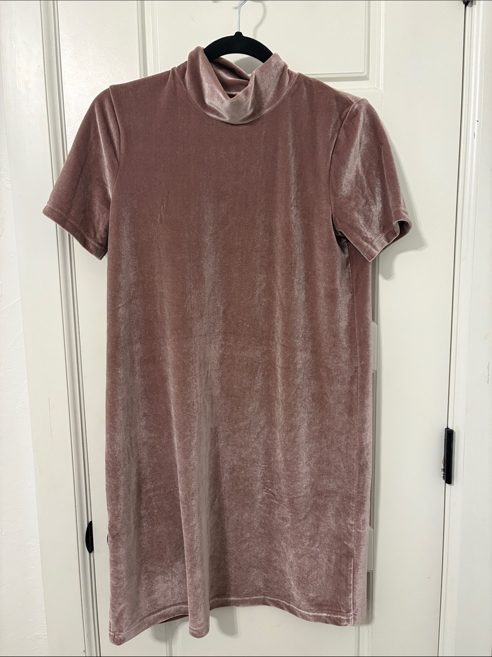 Madewell Velvet Mock Neck Mini Dress in Dusty Mauve